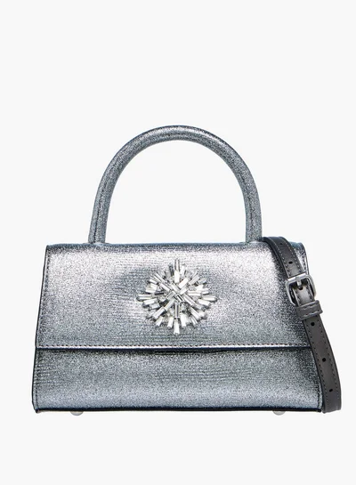 Celeste Embellished Satchel Bag with Magnetic Button Closure
