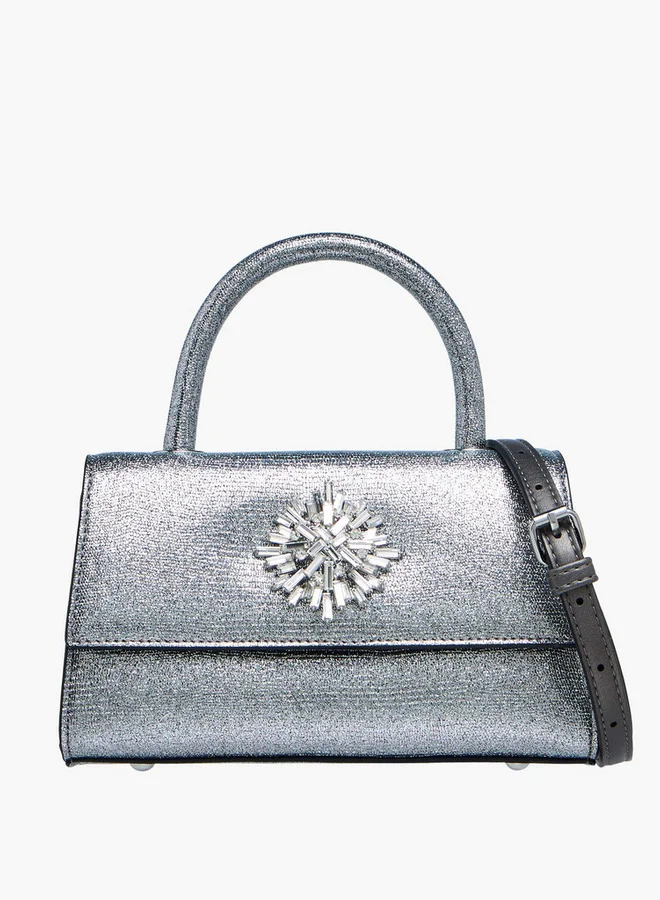سيليست Embellished Satchel Bag with Magnetic Button Closure