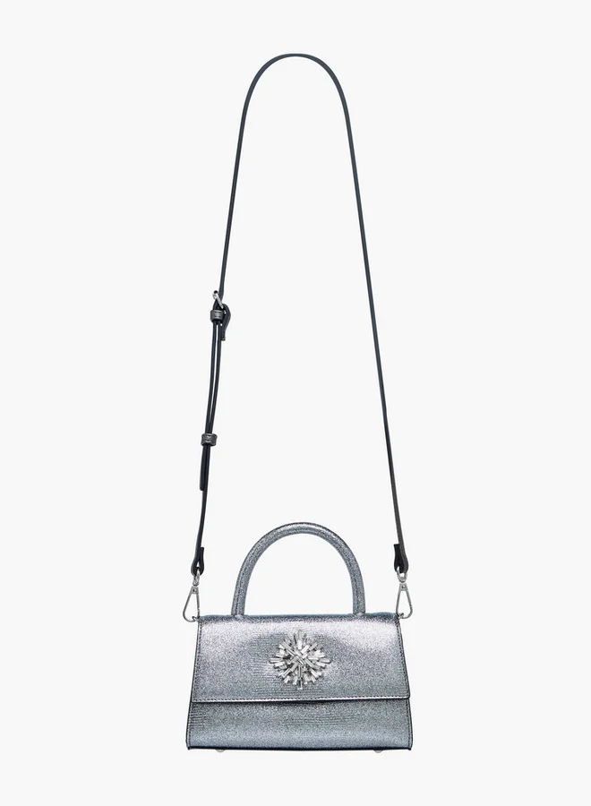Celeste Embellished Satchel Bag with Magnetic Button Closure