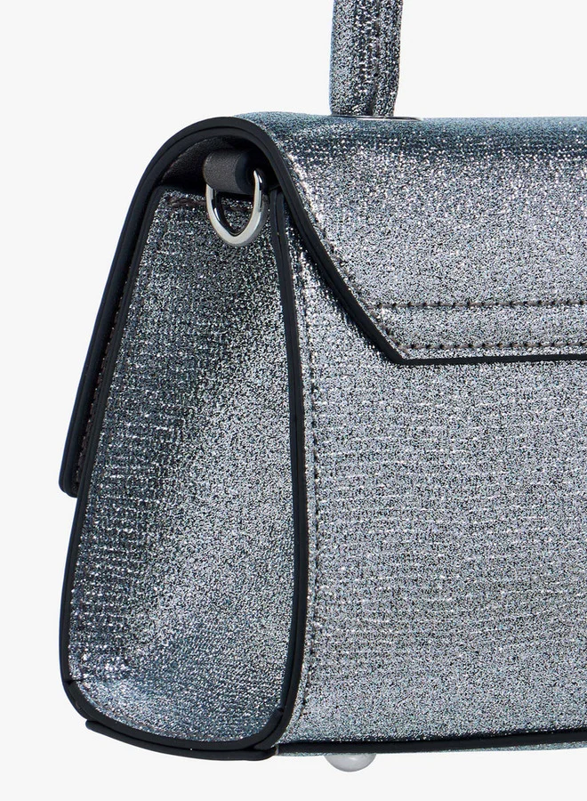 Celeste Embellished Satchel Bag with Magnetic Button Closure