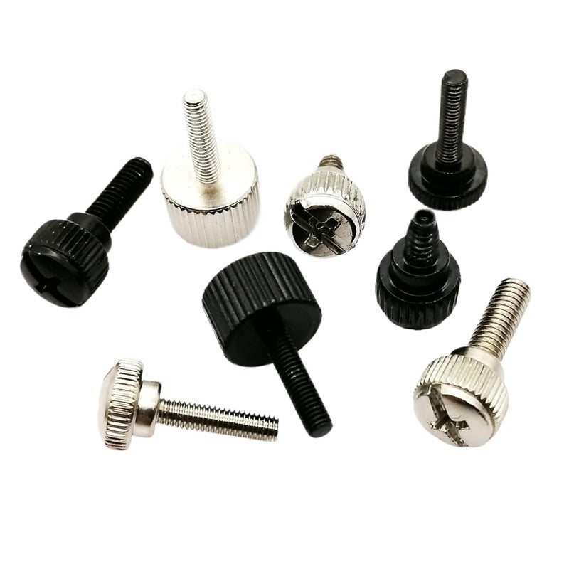 Knurled Thumbscrew 50pcs Carbon Steel PC Computer Case Cover Slotted Phillips Head Hand Tighten Bolt Thumb Screw(Black Type D,M3x10mm) - Image 1