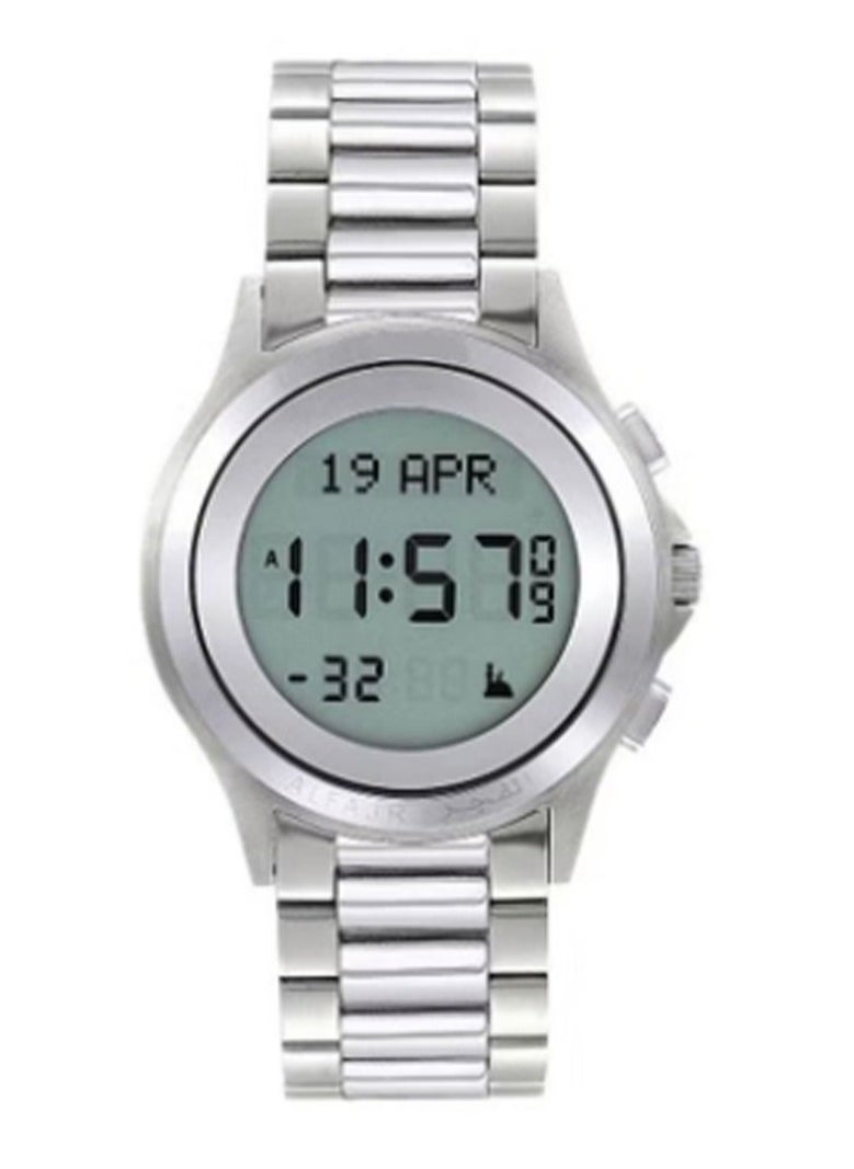 Al Fajr Men's Water Resistant Digital Watch WR02 - 35 mm - Silver 