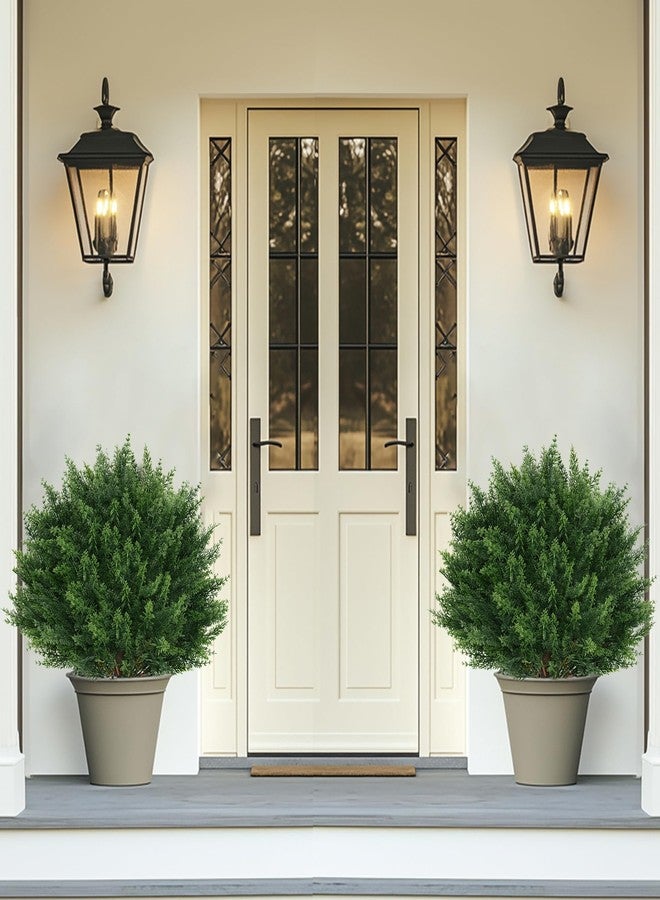 Grooy Artificial Cypress Topiary Tree with Ground Spike, Set of 2 Artificial Shrub Bushes, Fake Evergreen Tree for Porch, Artificial Plants for Outdoor Planters Indoor UV Resistant - Image 5