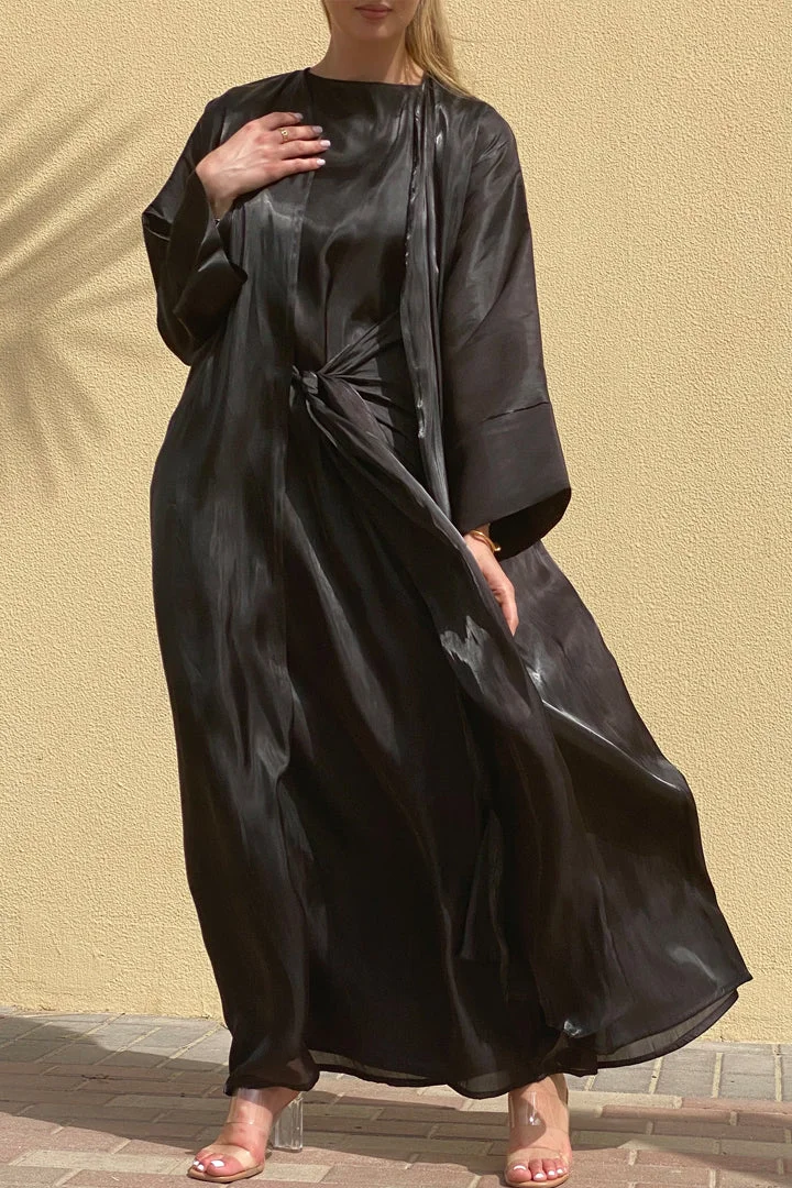 Moistreet 3 Piece Shimmer Abaya Set