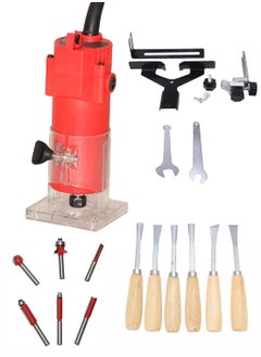 Digital Craft Digital Craft 30000 RPM Woodworking Electric Trimmer 1000W Wood Milling Engraving Slotting Machine Hand Carving Router Machine Electric Trimmer Machine6Pc Router Bits6Pc Wood Carving Set  - Image 1