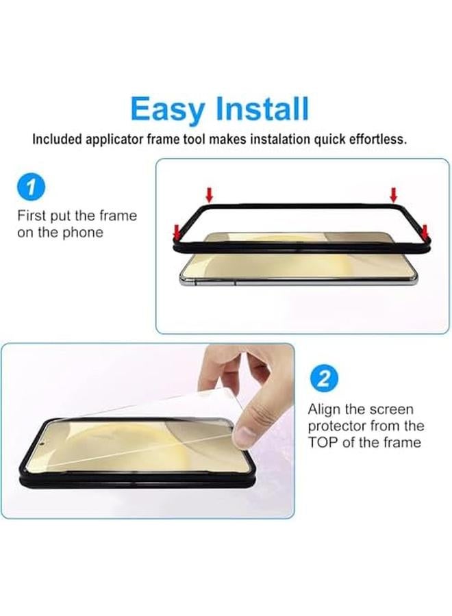 erorex 3 Pack 9H Tempered Glass Screen Protector For Samsung Galaxy S24 5G, With Installation Alignment Frame, Support Fingerprint Unlock, Case Friendly, Anti Scratch Film  - Image 3