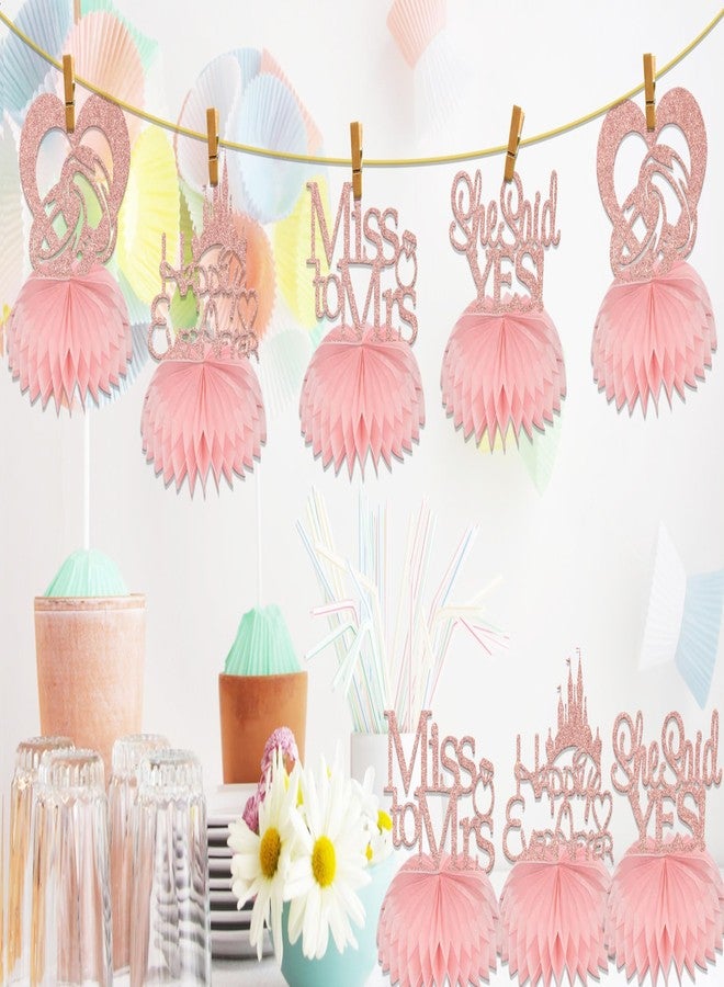 WFKLDF 8 Pcs Bridal Shower Honeycomb Centerpieces Bridal Shower Table Decorations Bridal Party Decorations Bachelorette Party Decor Supplies Rose Gold - Image 4