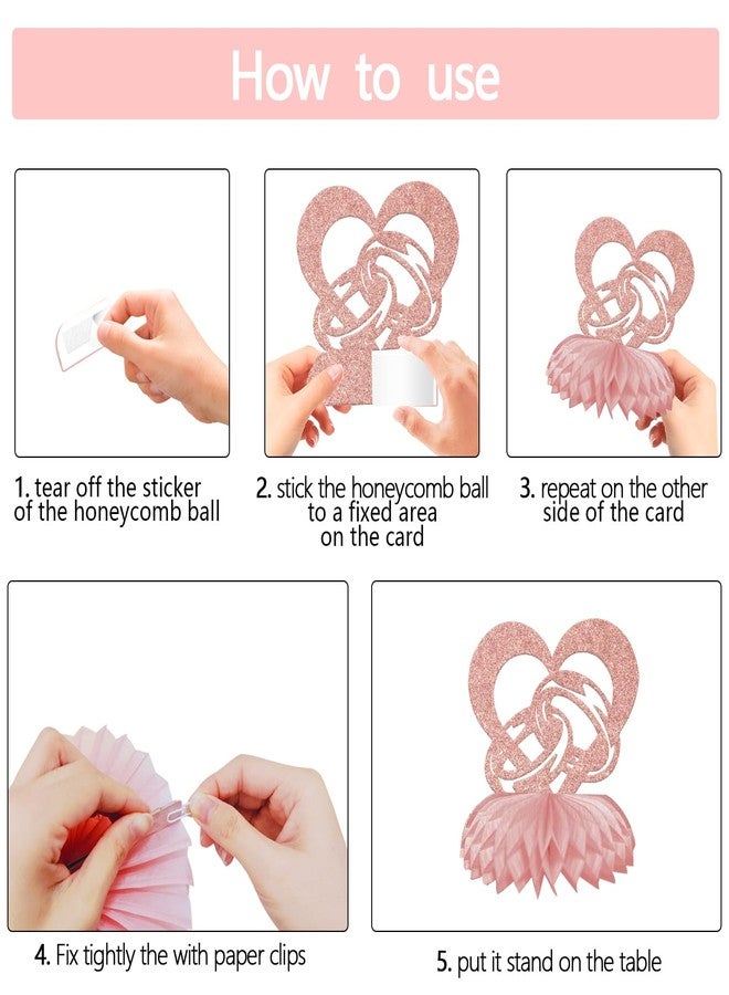 WFKLDF 8 Pcs Bridal Shower Honeycomb Centerpieces Bridal Shower Table Decorations Bridal Party Decorations Bachelorette Party Decor Supplies Rose Gold - Image 2