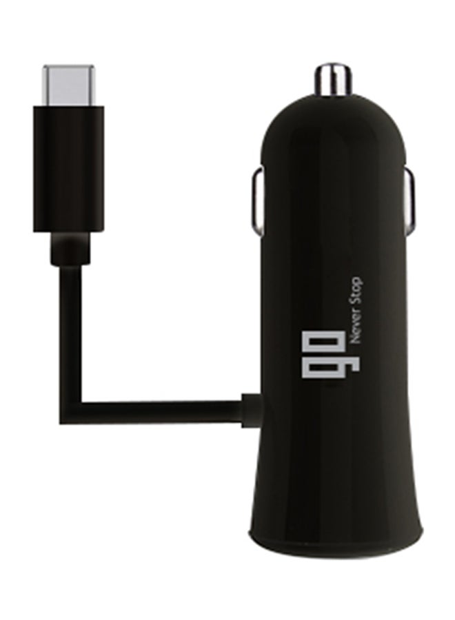 USB-C Car Charger 3.4 Ampere With Extra USB Port Black