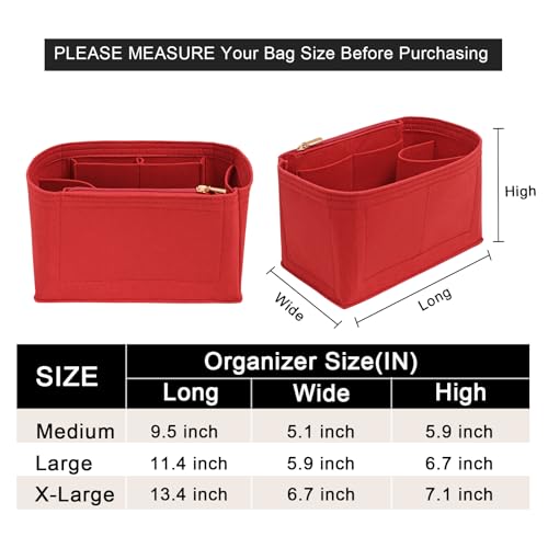 LOUKAYCCI Purse Organizer Inserts for Speedy 30 Felt Purse Inserts HandBag and Tote bag Neverful Organizer Insert RedLarge - Image 3