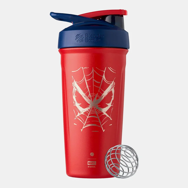 Blender Bottle Strada Stainless Steel Spider-Man Web Shaker Bottle (24 Oz)