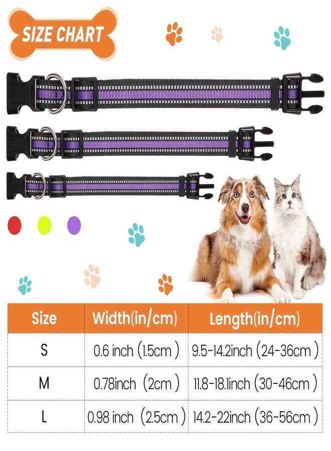 Weewooday 3 Pieces Reflective Dog Collar Nylon Adjustable Quick Release Pet Collars for Dogs(Small) - Image 2
