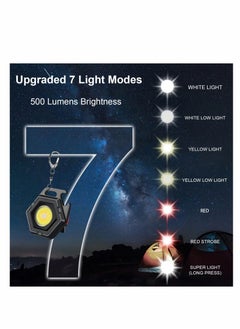 Y&D Small COB Flashlight USB Rechargeable 7 Light Modes/Rotating Bracket/Magnet Base / IPX4 Waterproof Bright Keychain Portable Pocket Flashlight for Camping Walking  - Image 3