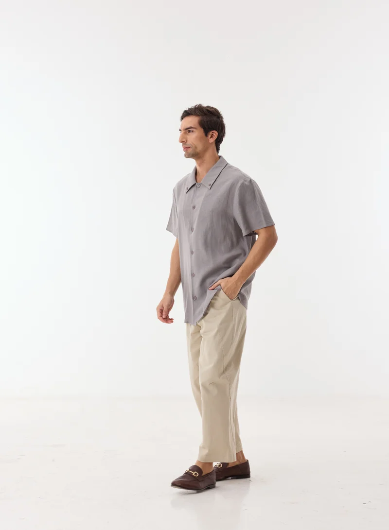 Ashita Fernandes  Trendyol Men's Button-Down Short Sleeve Shirt - Grey for Men | Best Price UAE