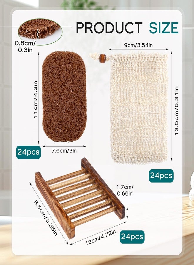 Threehoney 72 Pcs Soap Saver Set Including Wooden Dish Exfoliating Bag Saver Pads Bulk with 100 OPP Transparent Bags 2 Bundles Paper Ropes for Bar Wedding Shower Homemade Gift(Carbonized Color) - Image 2