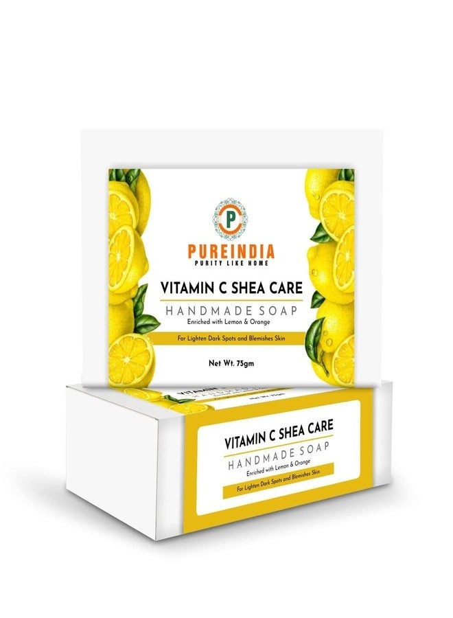PureIndia Handmade Vitamin C Shea-care Face & Body-Wash with Lemon & Orange, 75gm,Pack of 3 - Image 1