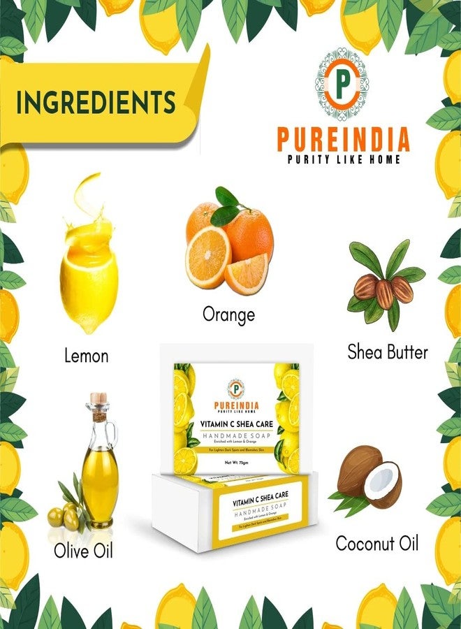 PureIndia Handmade Vitamin C Shea-care Face & Body-Wash with Lemon & Orange, 75gm,Pack of 3 - Image 4