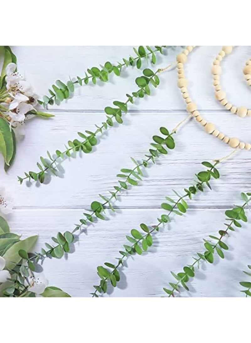 Luckam ديكور معلق على الحائط، ديكور بوهيمي من الأوكاليبتوس، زينة حائط لغرفة النوم، خرز خشبي مزخرف، زينة الأوكاليبتوس الاصطناعية، نباتات خضراء طبيعية لتزيين غرفة الضيوف، الحمام العصري، غرفة المعيشة - Image 3