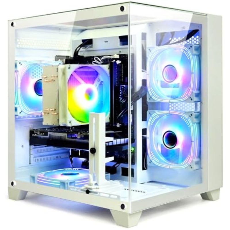 كمبيوتر الألعاب Ryzen 5 3500X RX560 4G أبراج الكمبيوتر المكتبي باللون الأبيض 6 النوى 3.6 جيجا هرتز حتى 4.1 جيجا هرتز DDR4 16 جيجا رام NVME 512 جيجا SSD RGB Lighting PSU 400W مناسب لألعاب الرياضة الإلكترونية والمكاتب المنزلية - Image 1