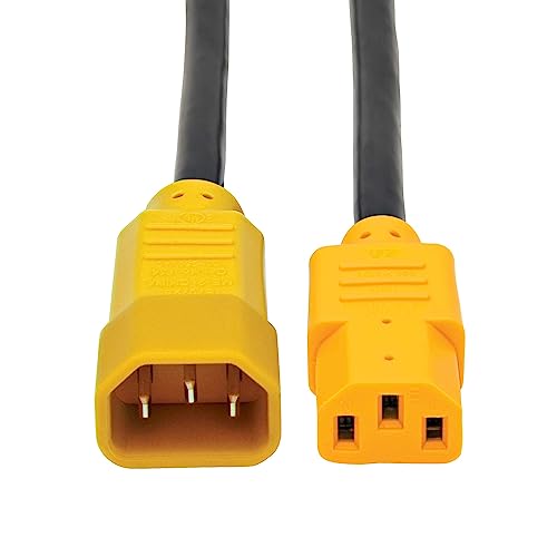 Tripp Lite Heavy-Duty Power Extension Cord 15A, 14AWG (IEC-320-C14 to IEC-320-C13 with Yellow Plugs) 6-ft.(P005-006-YW) - Image 1