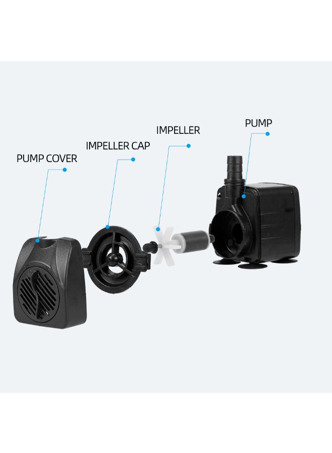 Loquat Ultra-Quiet USB Water Pump With 12 LED Light Black 14.50x7x12.50cm - Image 2