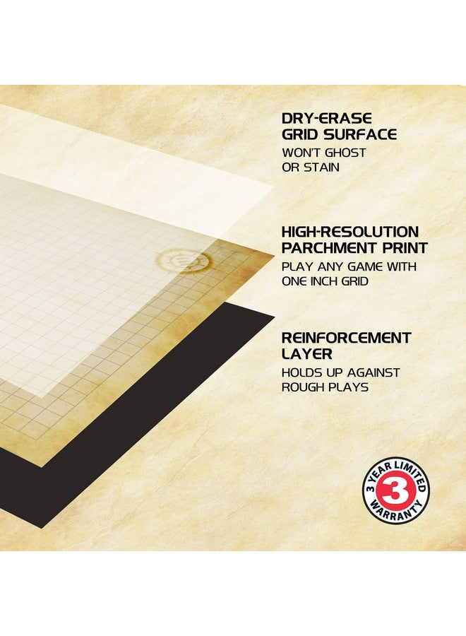 ENHANCE ENHANCE RPG Grid Mat - Tabletop DND Map (24x36 inch) Role Playing Dry Erase DND Mat Complete Gaming Set for Masters and Starters, Erasable Parchment Battle Grid Game Mat with Travel Pouch, Marker Kit  - Image 2