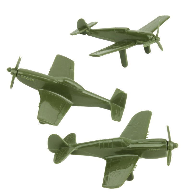 Tim Mee Toy TimMee WW2 Fighter Ace Planes - OD Green 9pc Plastic Army Men Airplanes USA Made - Image 5
