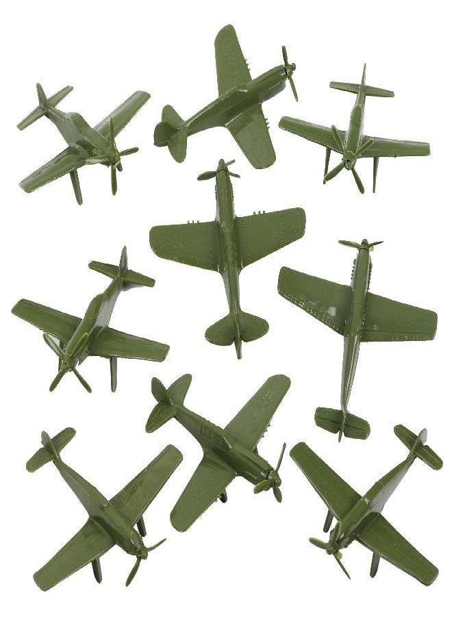 Tim Mee Toy - TimMee WW2 Fighter Ace Planes - OD Green 9pc Plastic Army Men Airplanes USA Made - Image 1