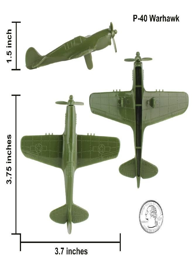 Tim Mee Toy - TimMee WW2 Fighter Ace Planes - OD Green 9pc Plastic Army Men Airplanes USA Made - Image 1