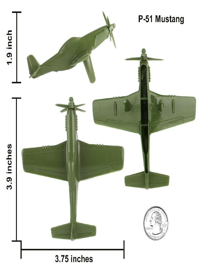 Tim Mee Toy - TimMee WW2 Fighter Ace Planes - OD Green 9pc Plastic Army Men Airplanes USA Made - Image 1