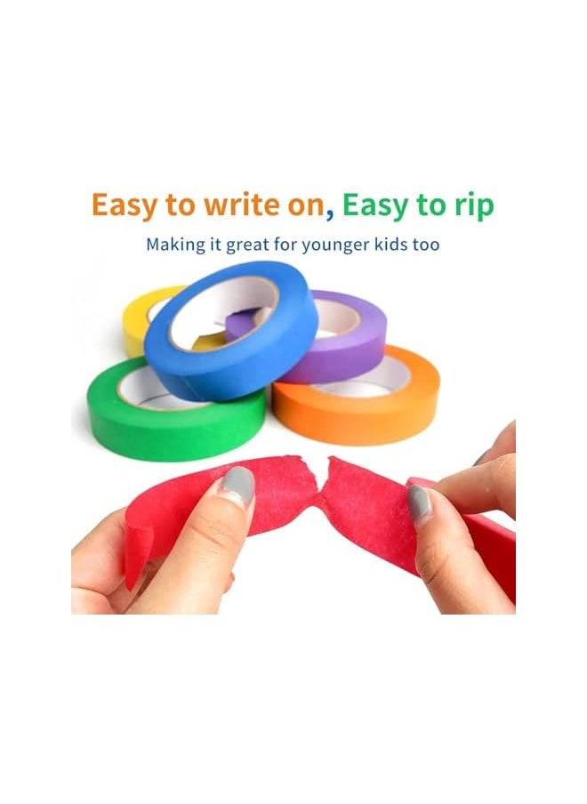 PROMASS promass Colored Masking Tape, Colored Painters Tape for DIY Arts Painting or Crafts, Labeling or Coding, Art Supplies for Kids Craft Tape, 6 Different Color Rolls - Masking Tape (20mm x 12m)  - Image 2