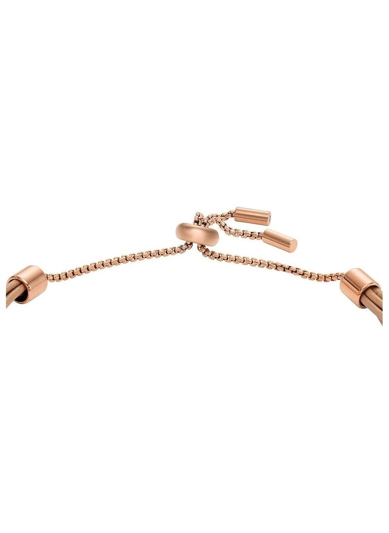 FOSSIL Bracelet for Women All Stacked Up, Brown Leather Chain Bracelet, Length: 216mm, Width: 2mm, JF04472791  - Image 4