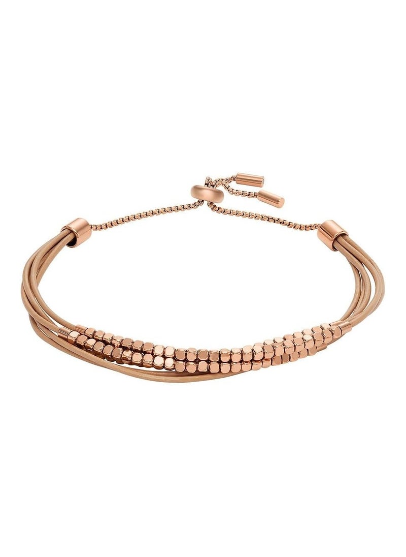 FOSSIL Bracelet for Women All Stacked Up, Brown Leather Chain Bracelet, Length: 216mm, Width: 2mm, JF04472791  - Image 1