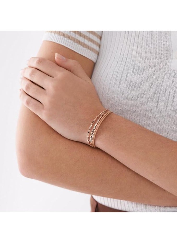 FOSSIL Bracelet for Women All Stacked Up, Brown Leather Chain Bracelet, Length: 216mm, Width: 2mm, JF04472791  - Image 2