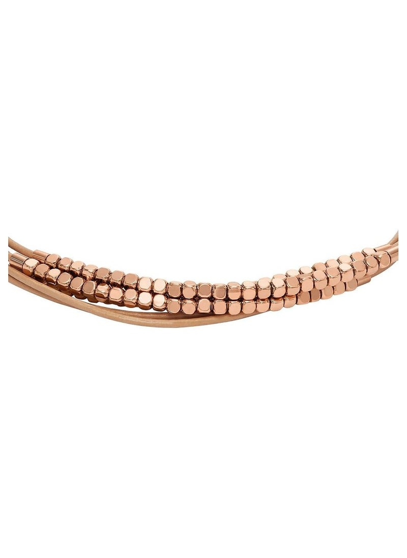 FOSSIL Bracelet for Women All Stacked Up, Brown Leather Chain Bracelet, Length: 216mm, Width: 2mm, JF04472791  - Image 5