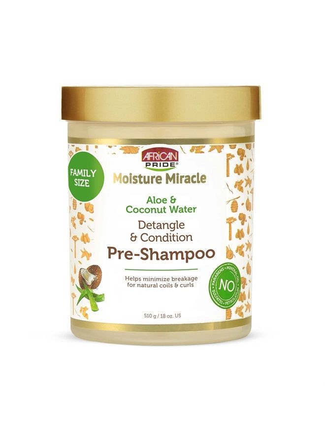 African Pride Moisture Miracle Aloe & Coconut Water Pre-Shampoo - Helps Minimize Hair Breakage for Natural Coils & Curls, Detangles & Conditions, 18 oz. - Image 1