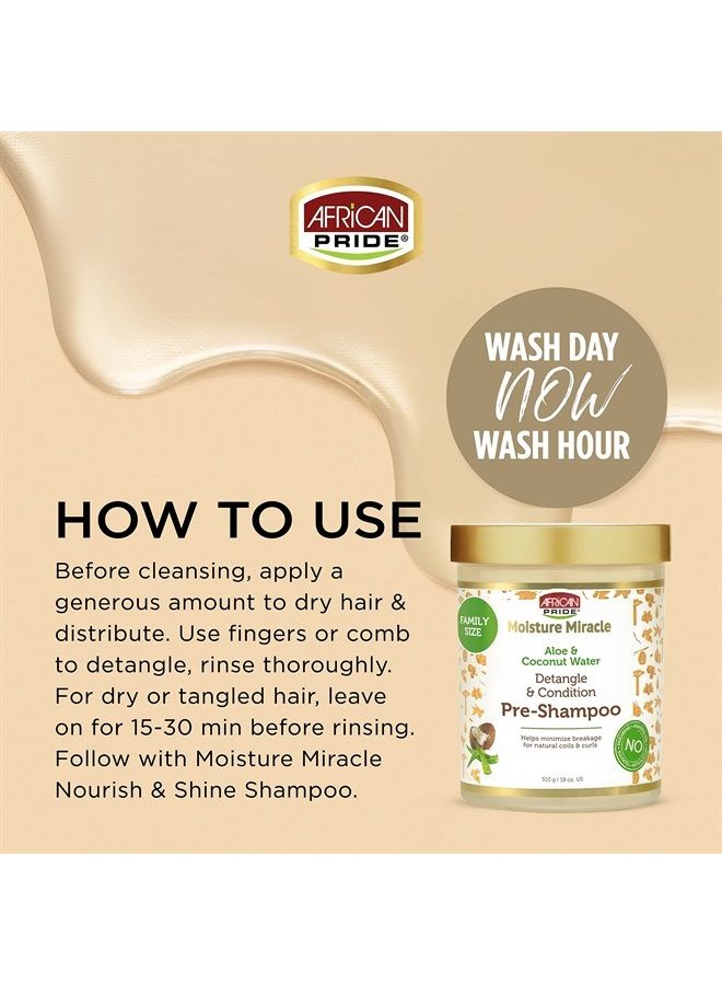 African Pride Moisture Miracle Aloe & Coconut Water Pre-Shampoo - Helps Minimize Hair Breakage for Natural Coils & Curls, Detangles & Conditions, 18 oz. - Image 2