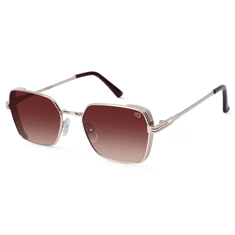 Woggles UV- Protected  Brown Rectangle Sunglasses