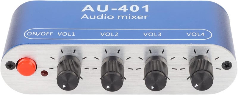Focket 4 in 1 Out Stereo Mixer with Volume Adjustment 3.5mm Sound Selector for PC Laptop Computer Small Club Bar - Image 1