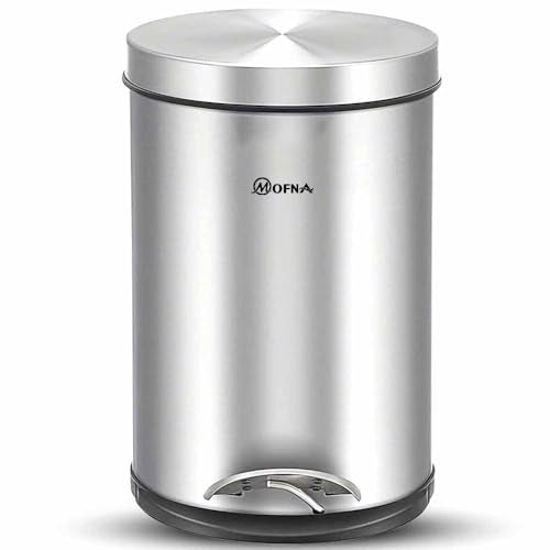mofna Stainless Steel Plain Dustbin with Pedal, Trash Can, Wastebasket, Garbage Bin for Home, Office, Bathroom, Bedroom, Toilet, Outdoor, Indoor and Kitchen (8 Litre) - Image 1