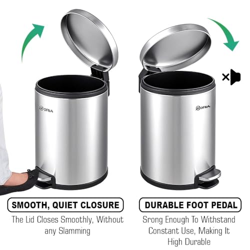 mofna Stainless Steel Plain Dustbin with Pedal, Trash Can, Wastebasket, Garbage Bin for Home, Office, Bathroom, Bedroom, Toilet, Outdoor, Indoor and Kitchen (8 Litre) - Image 3