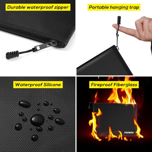 FIREWESS Fireproof Document Bag -2 Pack 13.4"x10" and 11"x6" Non-Itchy Fireproof Money Bag, Waterproof Zipper Holder for Valuables, Fire & Water Resistant Safe Pouch for File,Cash,Passport,Keys - Image 3