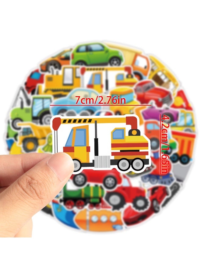Car Stickers for Kids 60PCS Car and Truck Stickers Transportation Stickers Engineering Vehicle Stickers for Kids Birthday Party Gifts Waterproof Vinyl Stickers for Water Bottles Laptop - Image 2