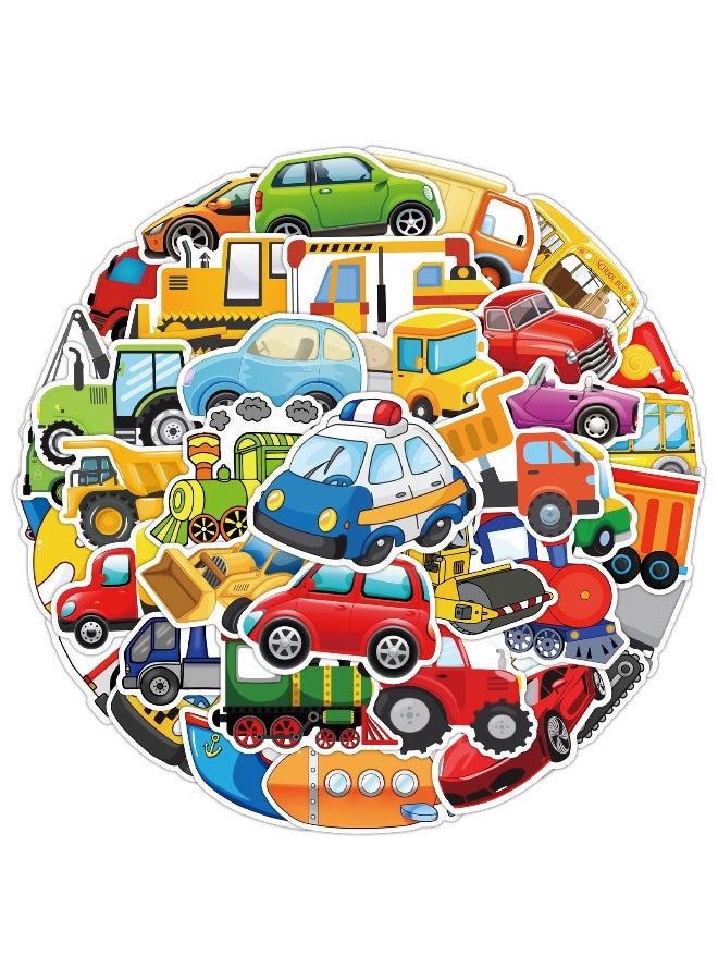 Car Stickers for Kids 60PCS Car and Truck Stickers Transportation Stickers Engineering Vehicle Stickers for Kids Birthday Party Gifts Waterproof Vinyl Stickers for Water Bottles Laptop - Image 1