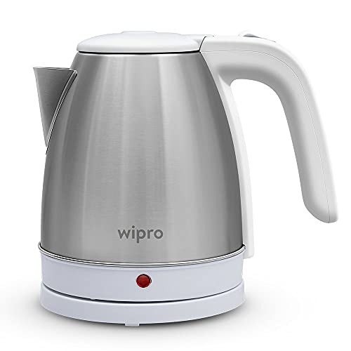 Wipro Vesta Electric Kettle Stainless Steel|1500W|Auto Shut-Off|Boil Dry Protection|360° Rotating Base|Single Touch Lid Locking|Power Plug, White, Standard (Va011150) - 1500 Watts, 1.5 Litres - Image 1