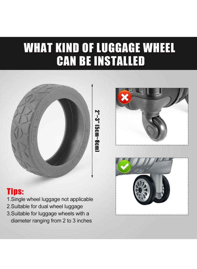 Excefore Luggage Wheel Covers, 8 Pcs Suitcase Wheel Protectors, Adhesive Silicone Wheel Protective Covers, Anti Fall-off Luggage Wheel Protector for Carry On Luggage Suitcases (Gray)  - Image 2