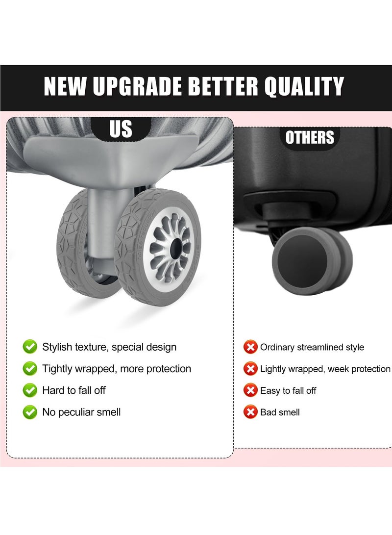 Excefore Luggage Wheel Covers, 8 Pcs Suitcase Wheel Protectors, Adhesive Silicone Wheel Protective Covers, Anti Fall-off Luggage Wheel Protector for Carry On Luggage Suitcases (Gray)  - Image 3