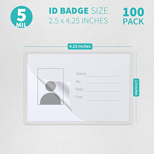 Binditek 100 Pack Thermal Laminating Pouches, 5mil Laminating Sheets, 2.5 x 4.25 Inches, ID Badge Without Clip, Ultra Clear, HeatSeal, Glossy, School Office Supplies - Image 2