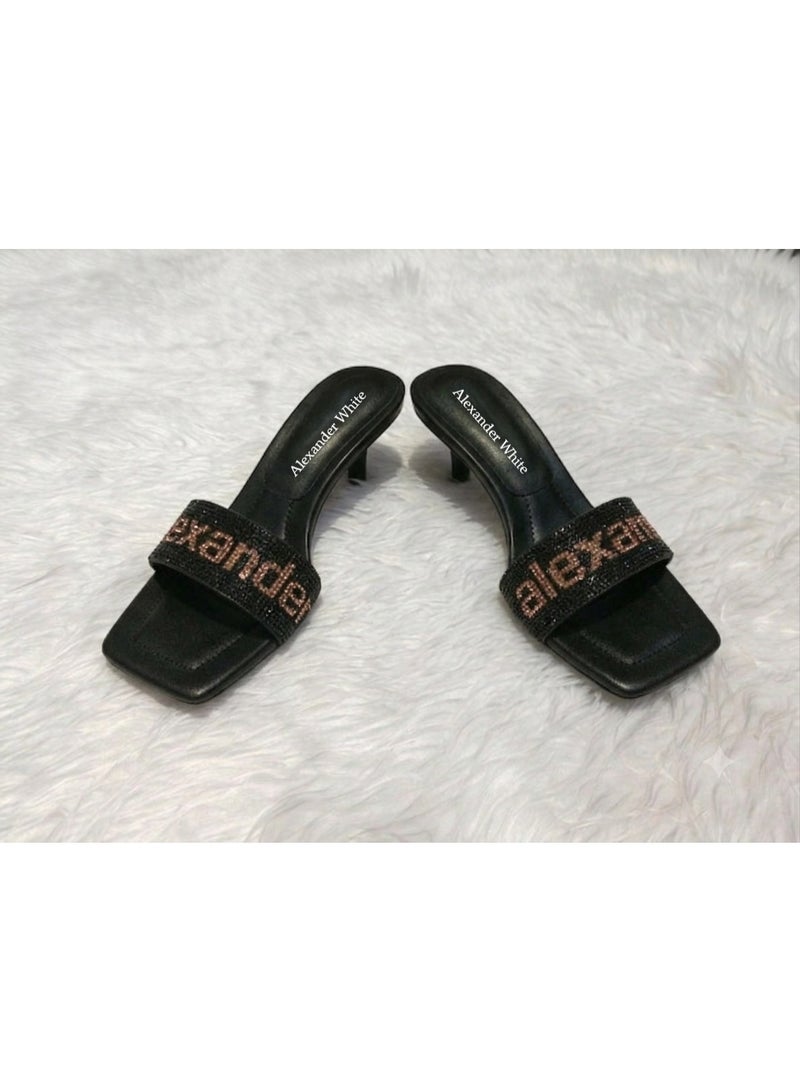 Alexander Jessie Black crystal Mules