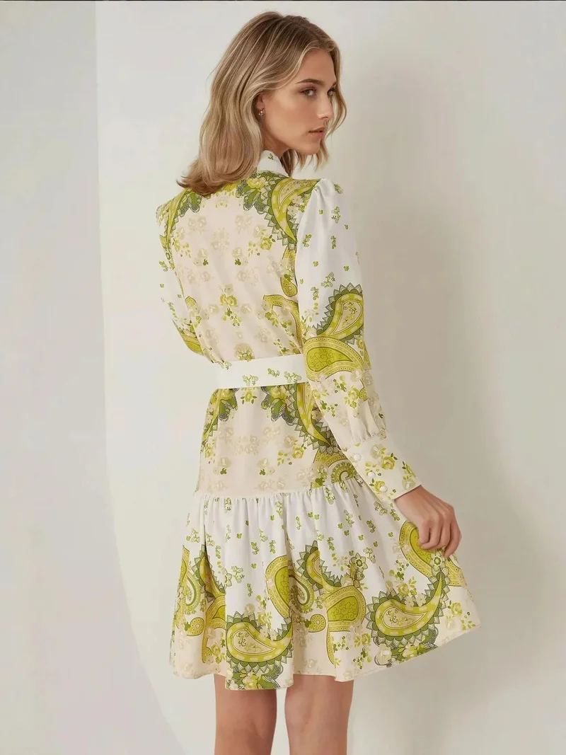 HICCUP Printed Mini Dress with Belt